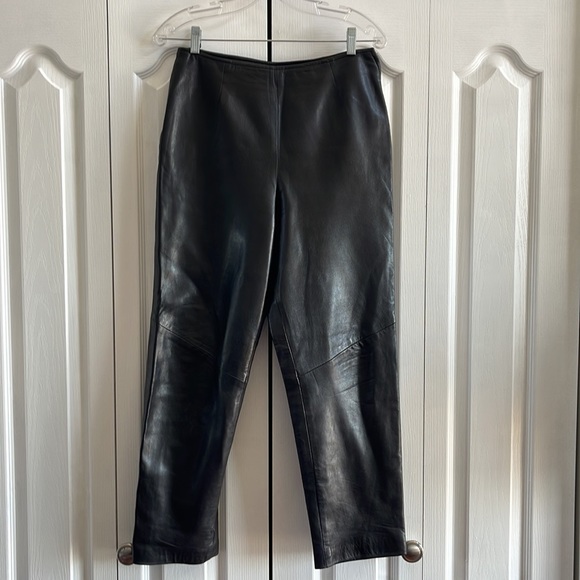 DANIER Black Leather Trousers 8 - Picture 2 of 11